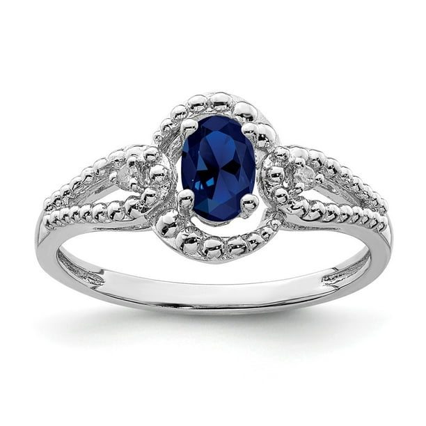 Sterling Silver 2 MM Sapphire Diamond Ring Sterling Silver 2 MM Sapphire Diamond Ring